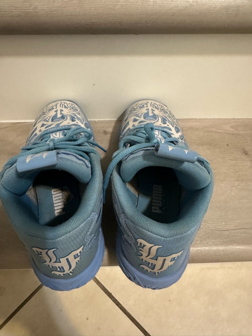 Puma Kids Light Blue and White Graphic Lace-Up Sneakers - Picture 4 of 5